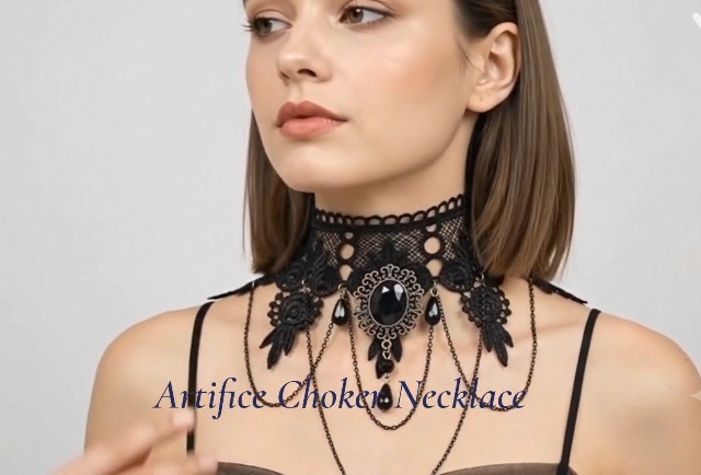 Artifice Lace choker Rhinestone Chain Necklace Elegant Sexy Retro
